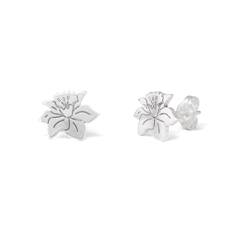 Blooming Birth Flower Stud Earrings in Stearling Silver-6 product photo