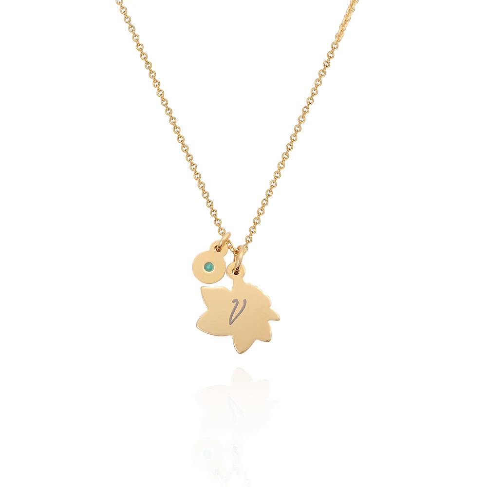 Blooming Initial Birth Flower and Stone Pendant Necklace in 18K Gold Vermeil-6 product photo