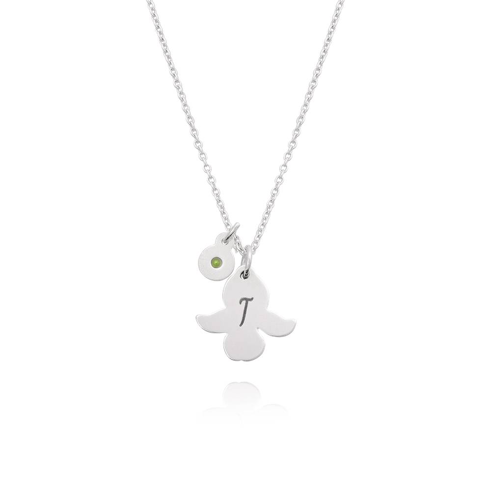 Blooming Birth Flower Initial 
Necklace with Birthstone in Sterling Silver-3 product photo