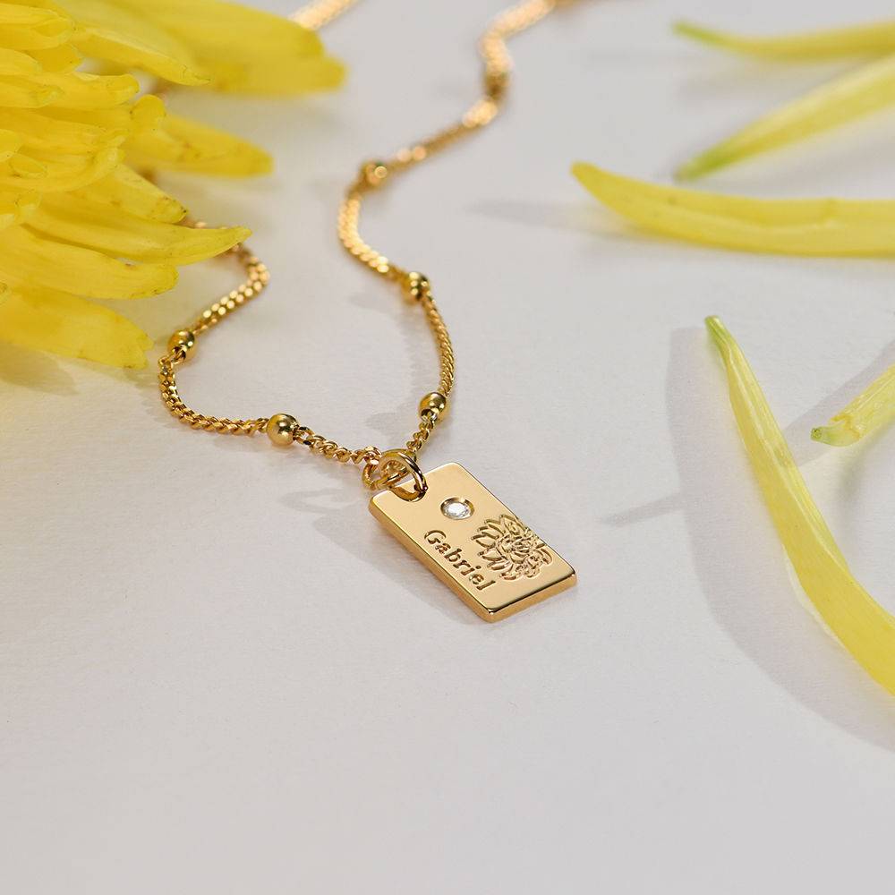Collar Personalizado con Flor y Diamante Chapado en Oro de 18K-6 foto de producto