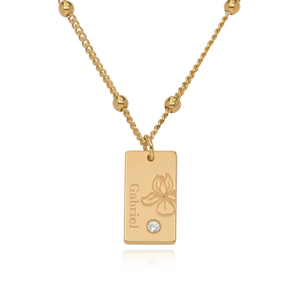 Collar Personalizado con Flor y Diamante Chapado en Oro de 18K foto de producto