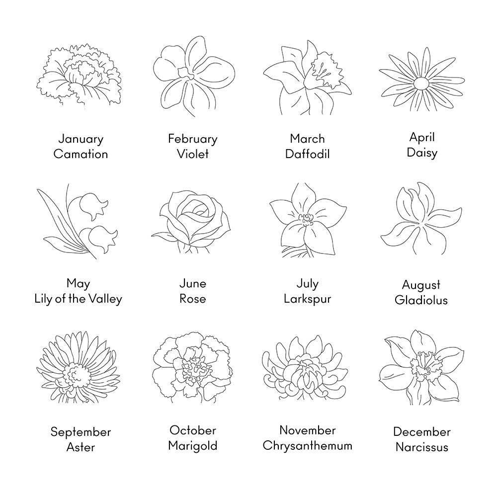 Blossom fødselsblomst og -stein halskjede med18k rosegull forgylt-8 produktbilde