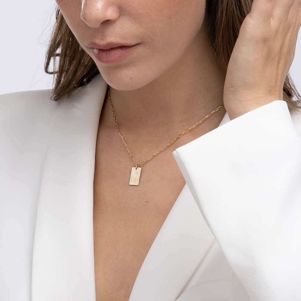 Halsband med Månadsblomma och Diamant i 14k Gull-1 produktbilder