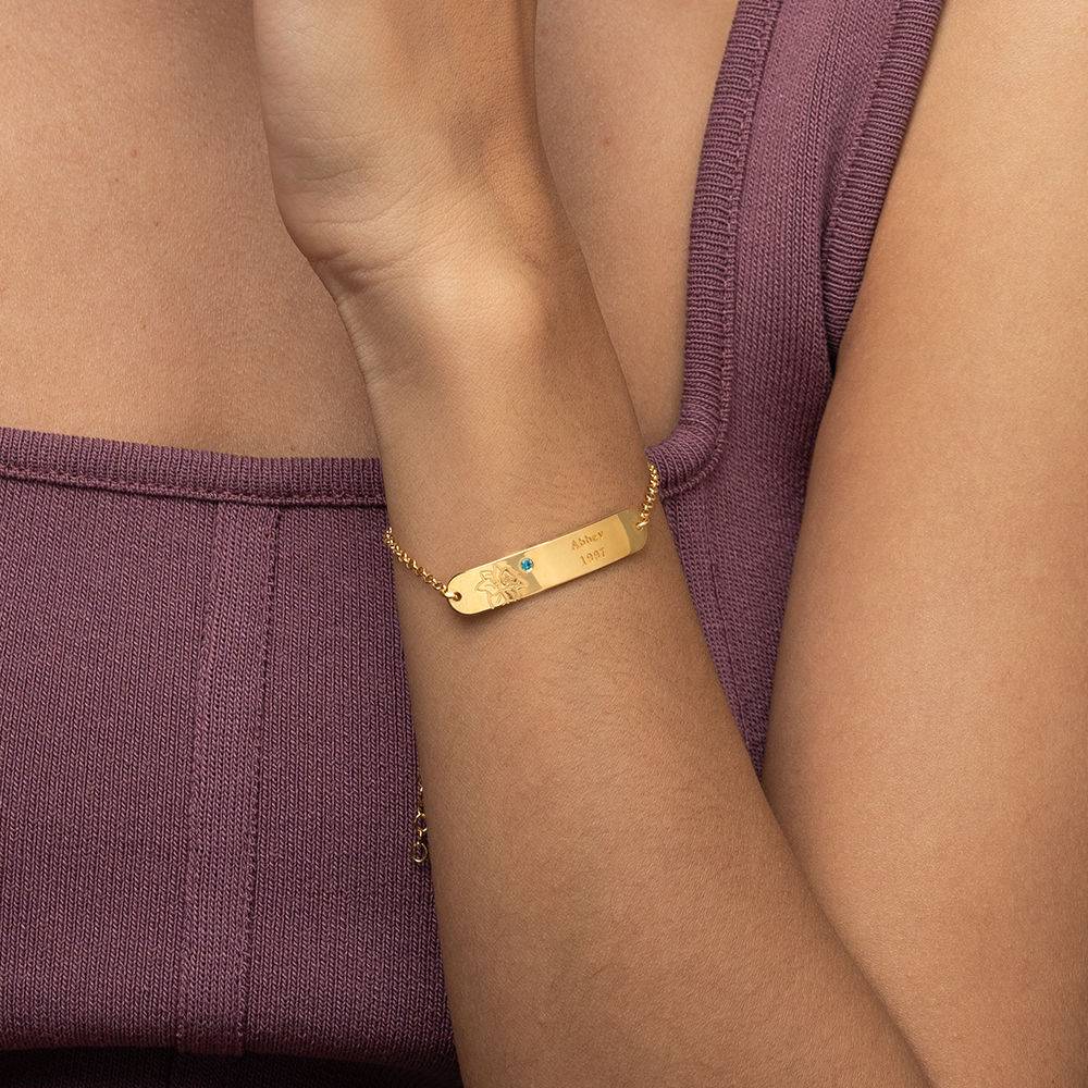 Bloesem armband met geboortebloem en -steen in 18k goud vermeil-3 Productfoto