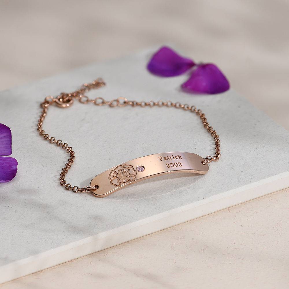 Blossom Birth Flower & Stone Bracelet in 18ct Rose Gold Plating-2 product photo