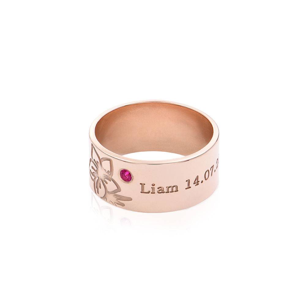 Blossom Birth Flower & Stone Ring in 18k Rose Gold Plating product photo