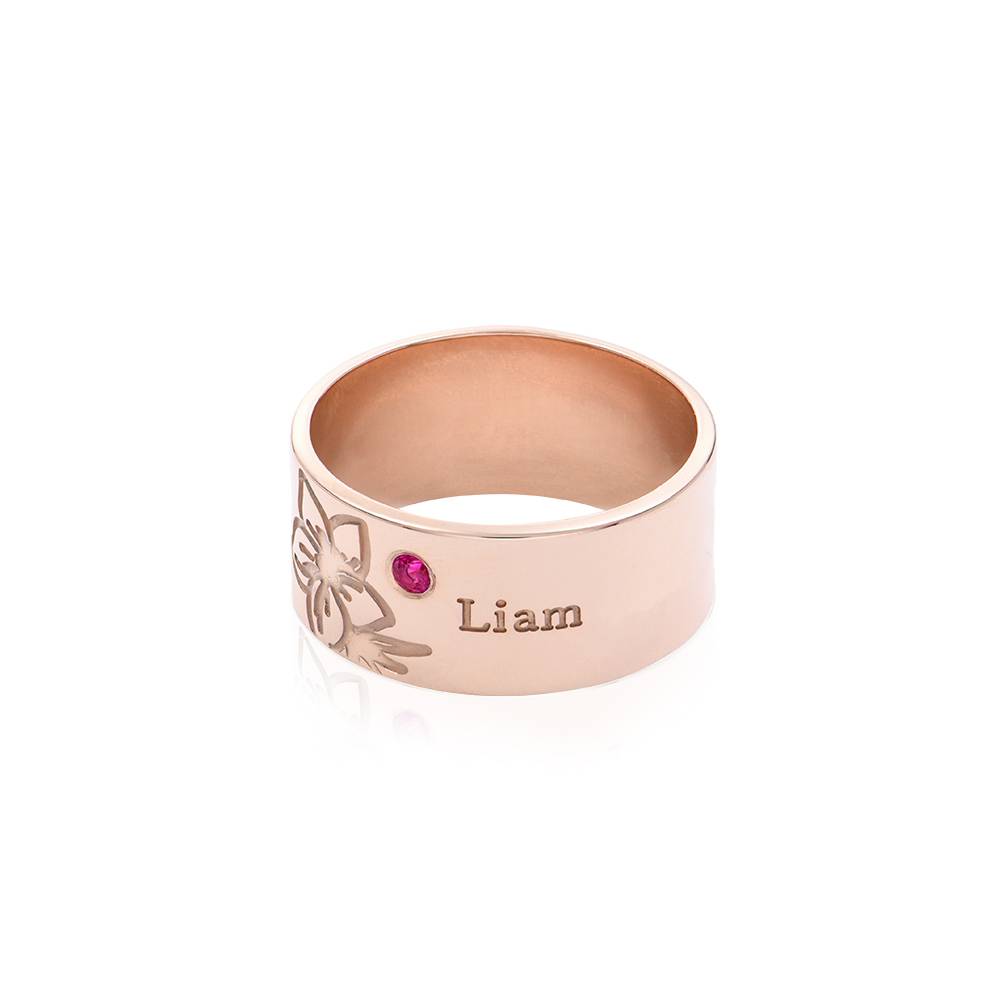 Blossom Fødselsblomst-ring med sten i 18k rosaforgyldning produkt billede