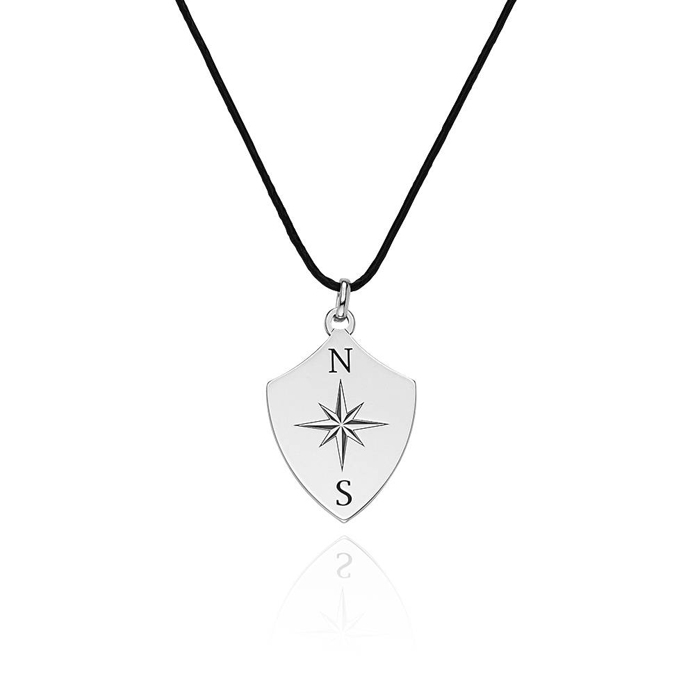 Boys Initial Compass Necklace in Sterling Silver-3 product photo