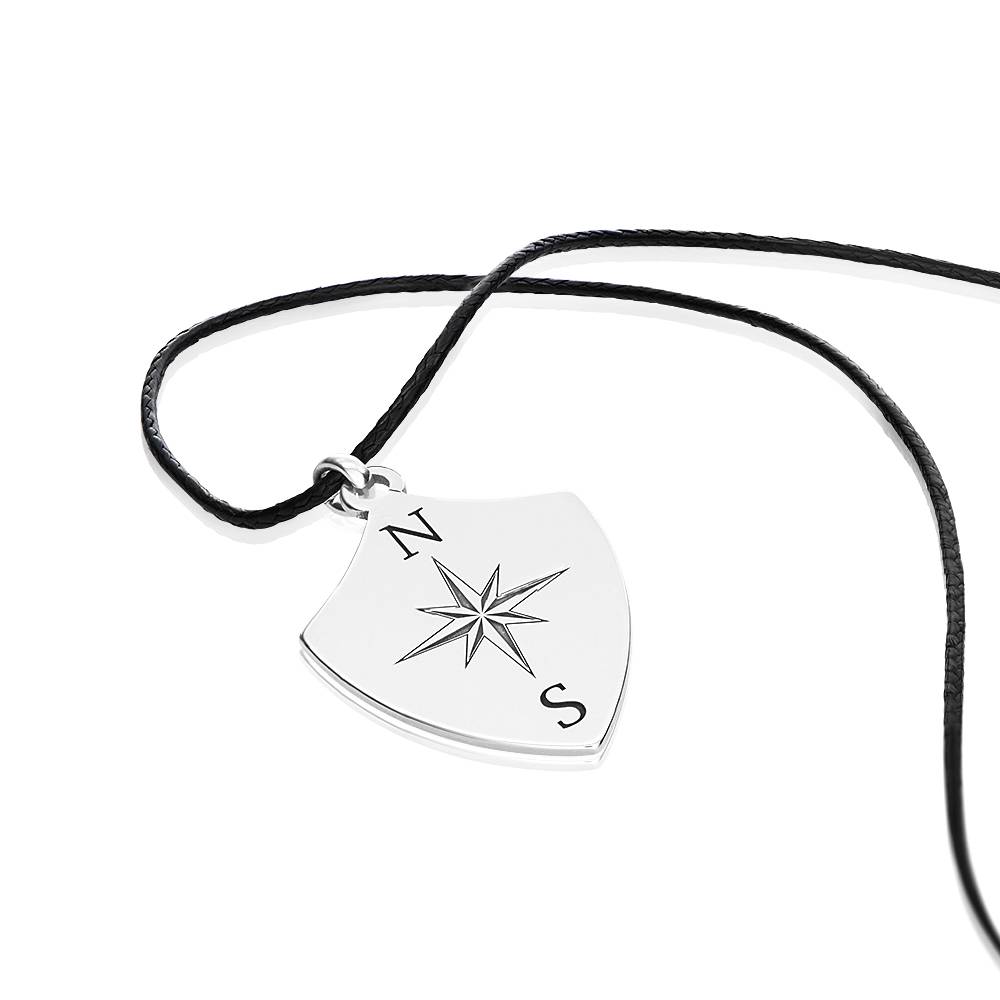 Boys Initial Compass Necklace in Sterling Silver-4 product photo