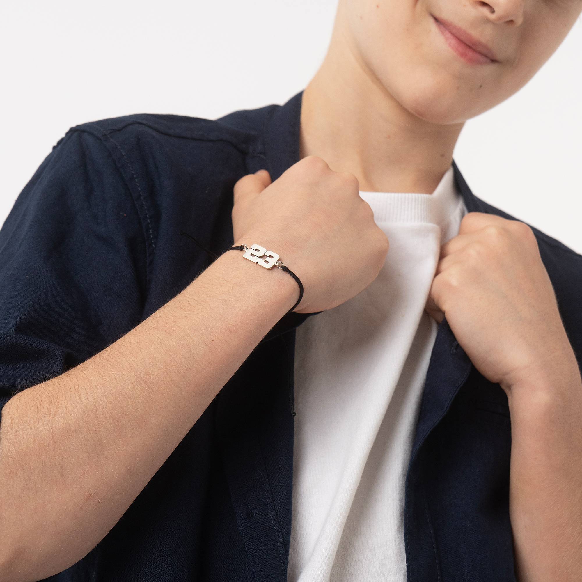 Rugnummer Armband voor Jongens in Sterling Zilver-3 Productfoto