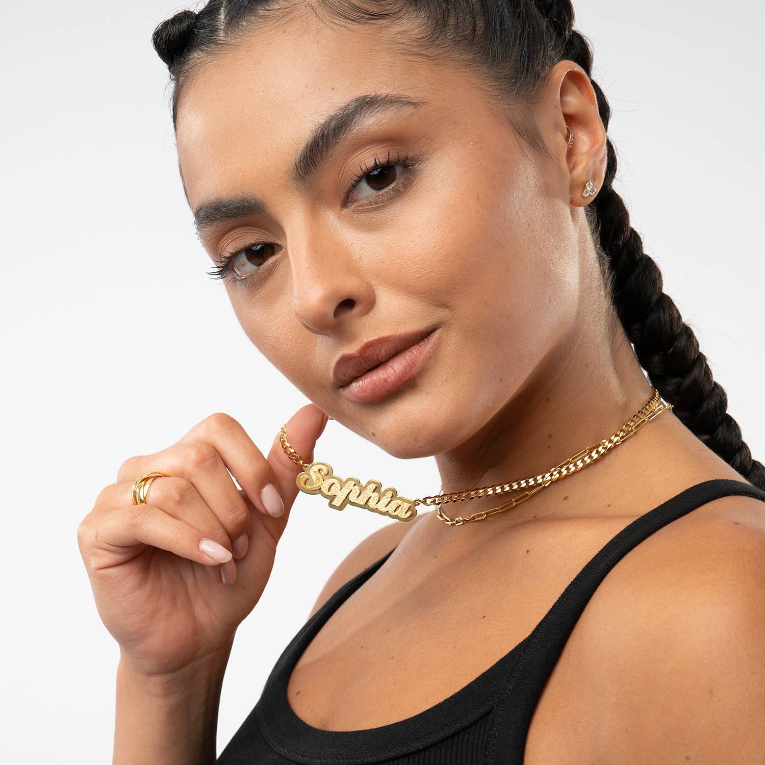 Brandi Double Plated Name Necklace in 18K Gold Plating-7 product photo