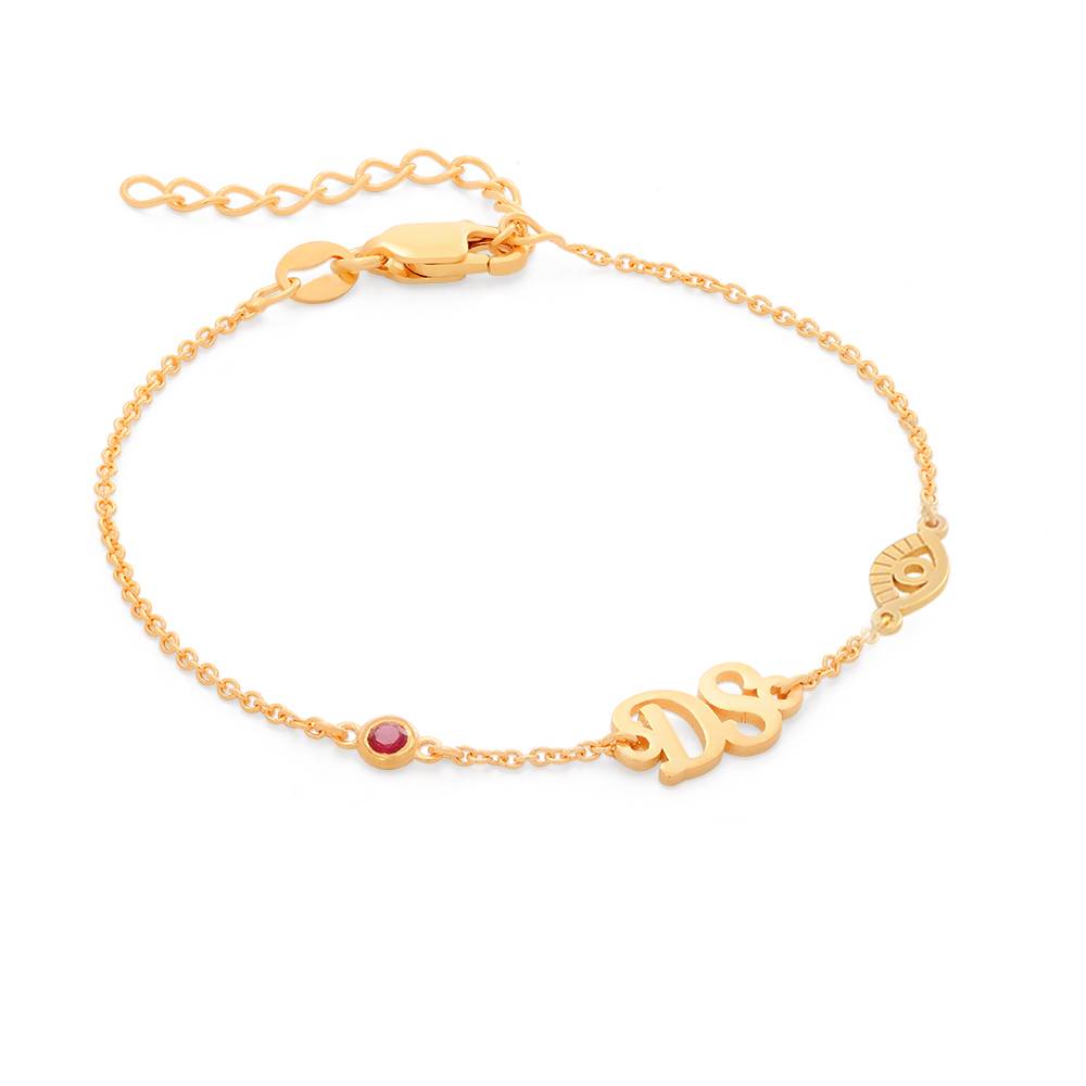 Bridget Evil Eye Initial Bracelet with Gemstone in 18K Gold Vermeil product photo
