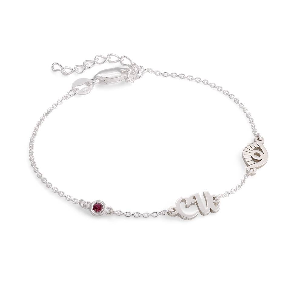 Bridget Evil Eye Initial Bracelet with Gemstone in Sterling Silver product photo