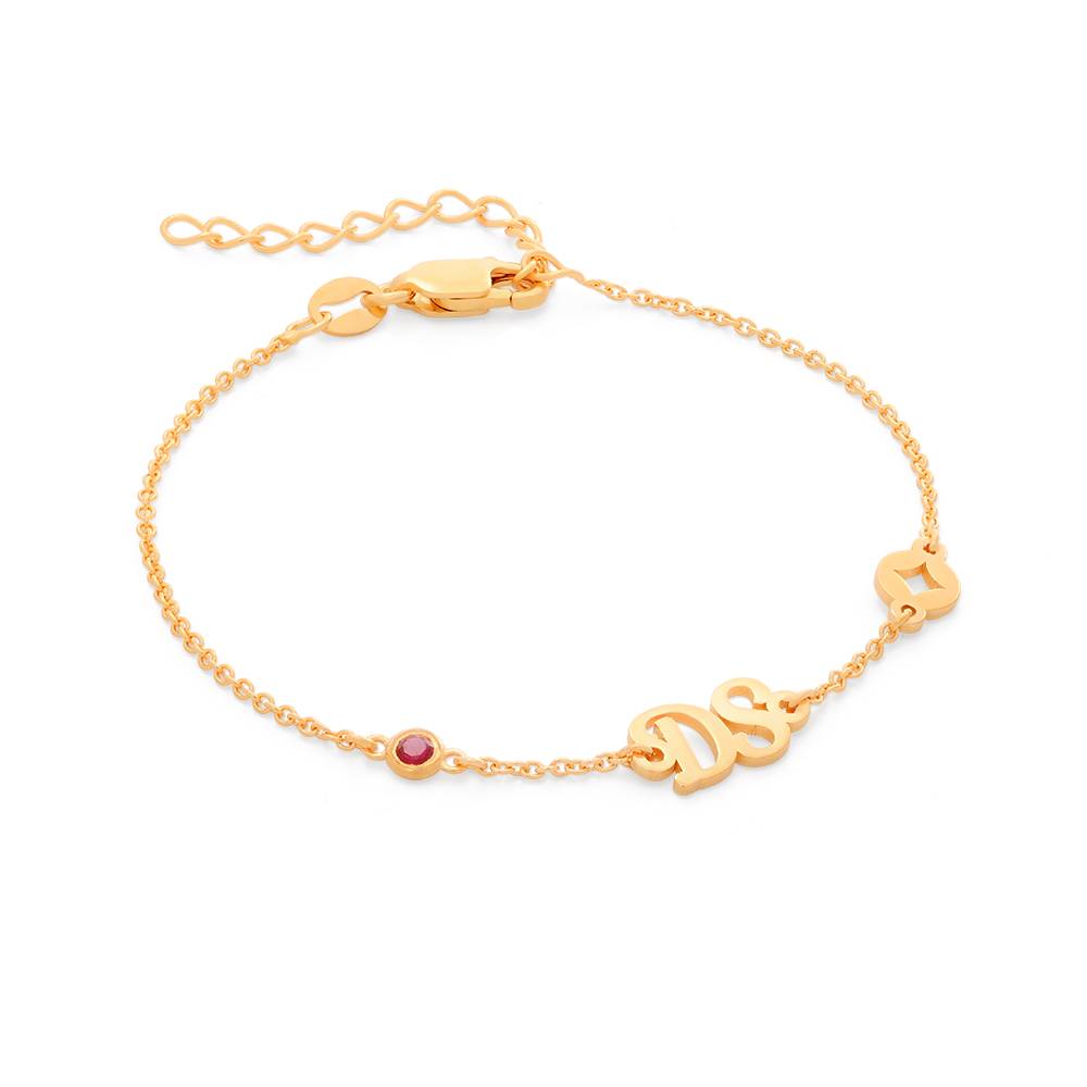 Bridget Star Initial Bracelet/Anklet with Gemstone in 18K Gold Plating product photo