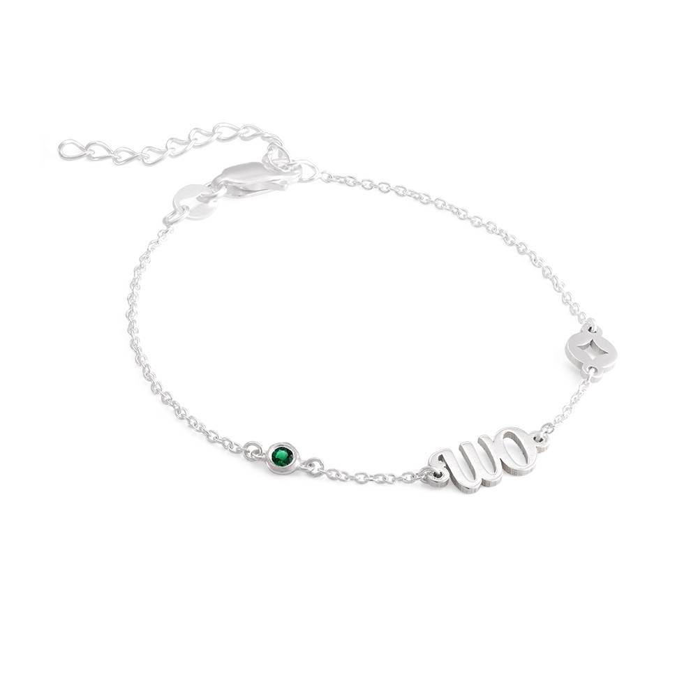 Bridget Star Initial Bracelet/Anklet with Gemstone in Sterling Silver-1 product photo
