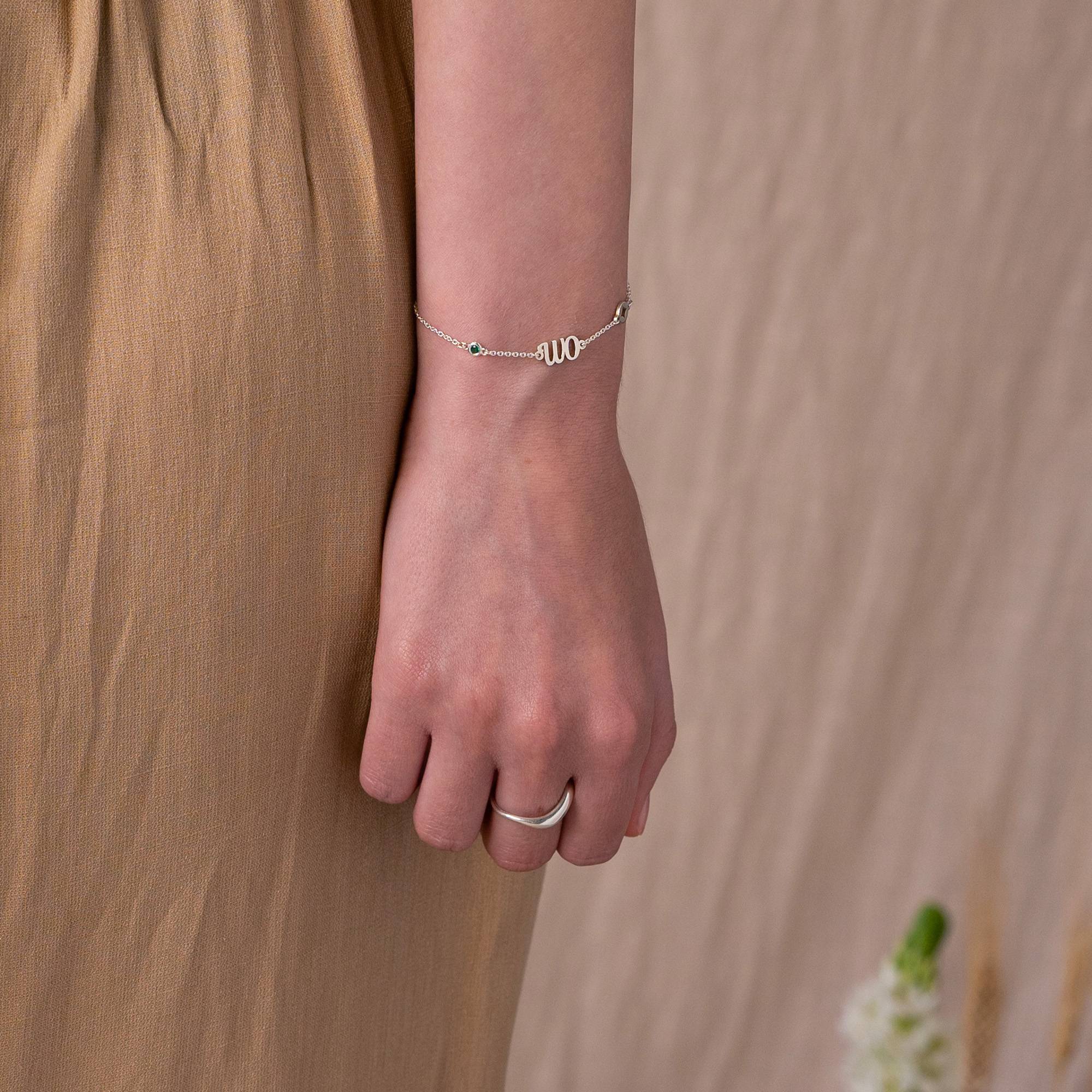 Bridget Ster Initiaal Armband/Enkelbandje met Edelsteen in Sterling Zilver-4 Productfoto