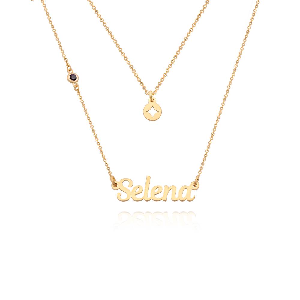Bridget Star Layered Name Necklace with Gemstone in 18K Gold Plating product photo