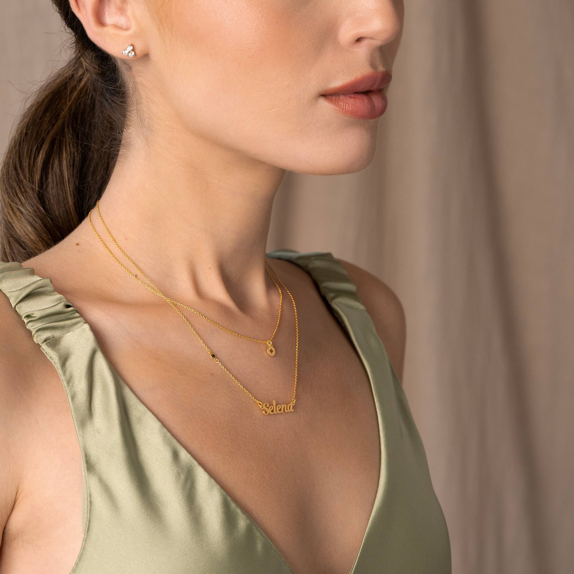 Collar Bridget Star Layered Name con piedra preciosa en baño de oro de 18 quilates-2 foto de producto