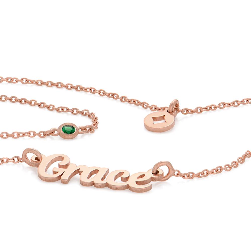 Bridget Star Layered Name Necklace with Gemstone in 18K Rose Gold Plating-1 product photo