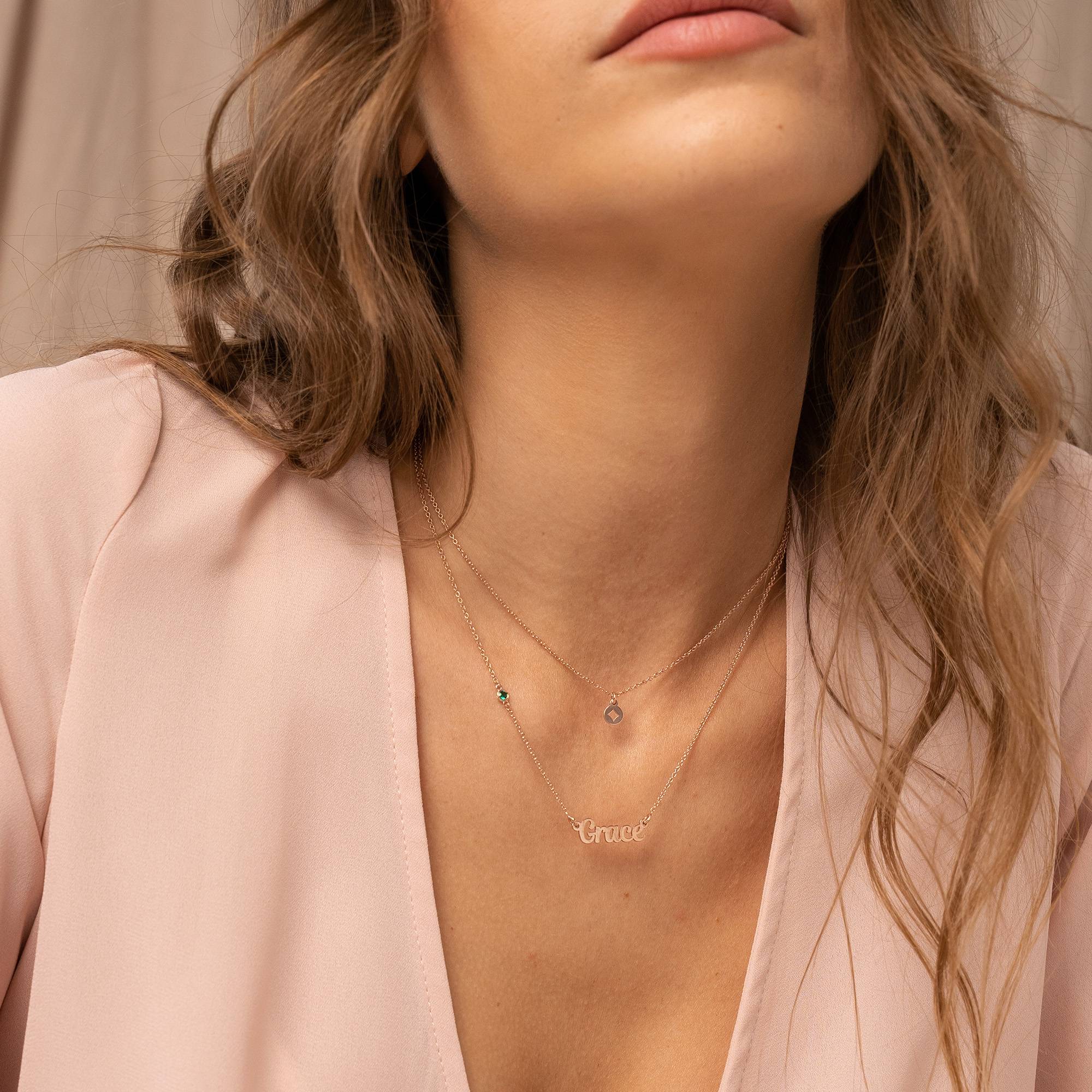 Collar Bridget Star Layered Name con piedra preciosa en baño de oro rosa de 18 quilates-5 foto de producto
