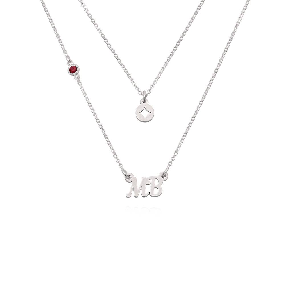 Bridget Star Layered Name Necklace with Gemstone in Sterling Silver-5 product photo