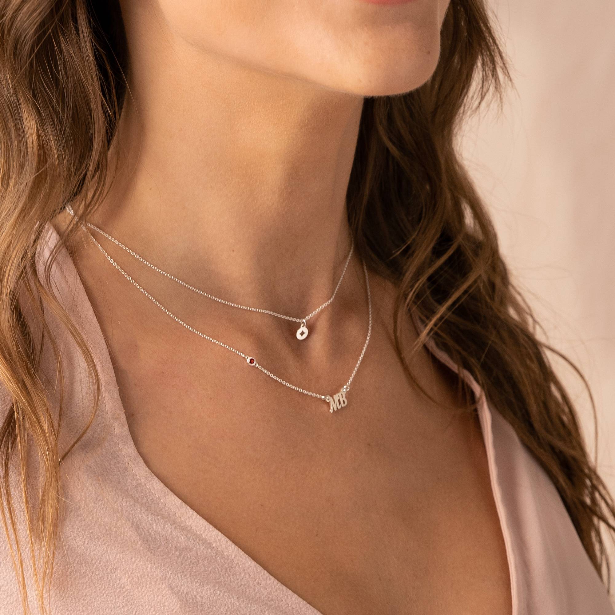 Collar Bridget Star Layered Name con piedra preciosa en plata de ley-2 foto de producto
