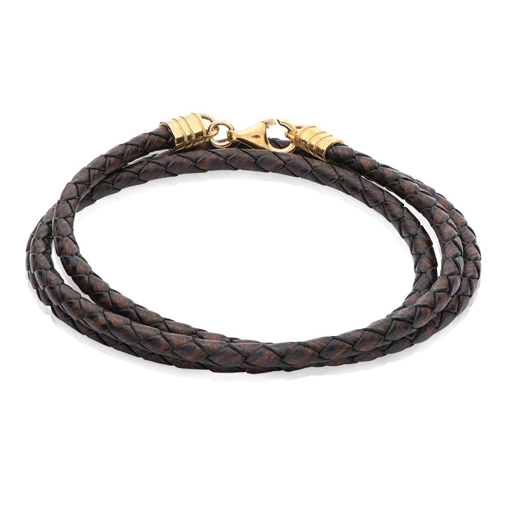 Brown Leather cord for Men in Vermeil-1 product photo