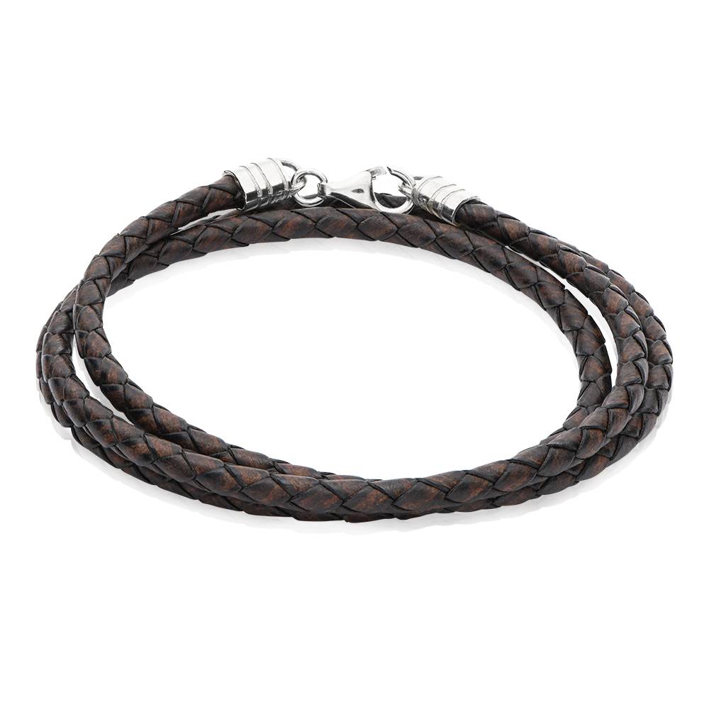 Brown Leather cord for Women in Sterling Silver-1 product photo