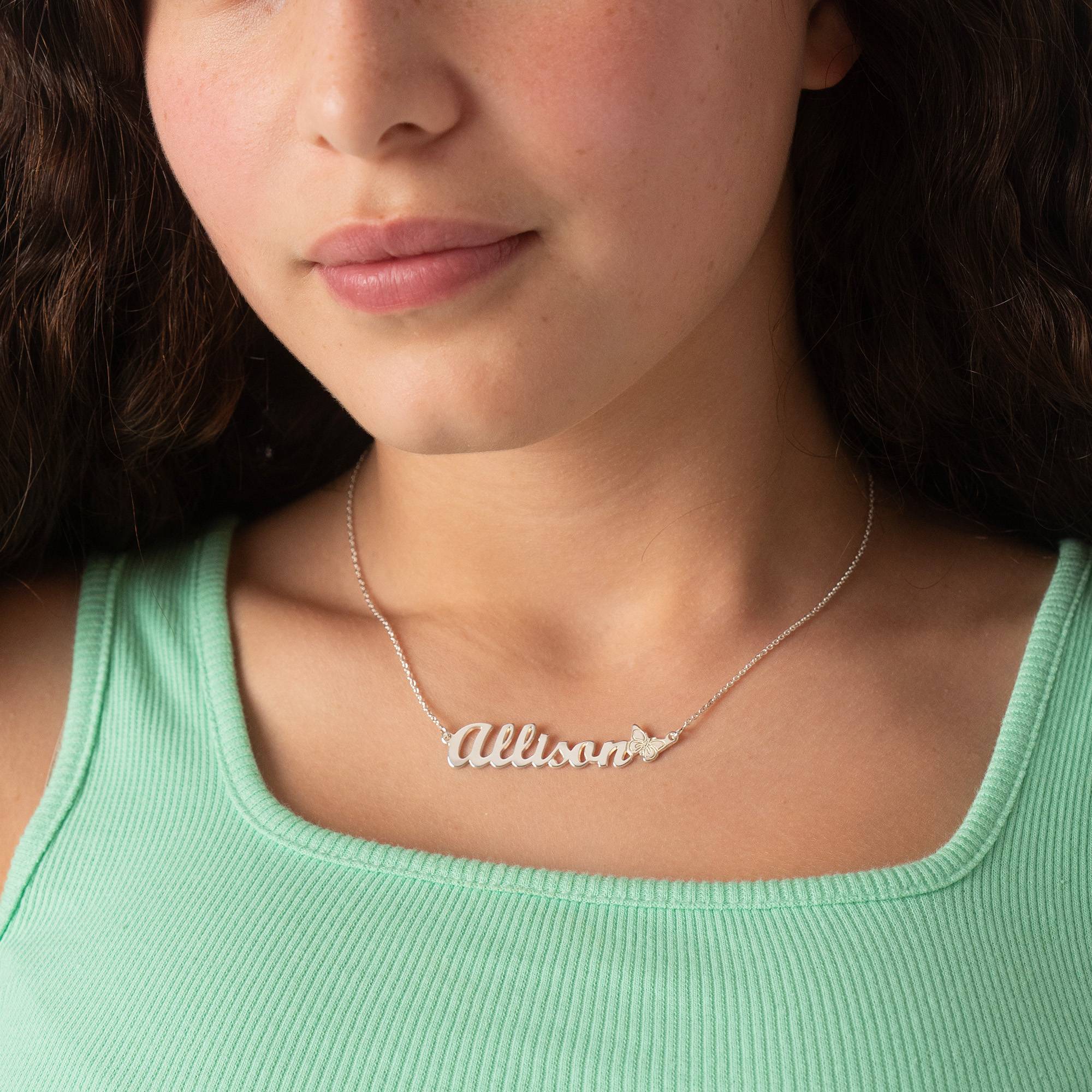 Teen's Butterfly Name Necklace in Sterling Silver-3 product photo
