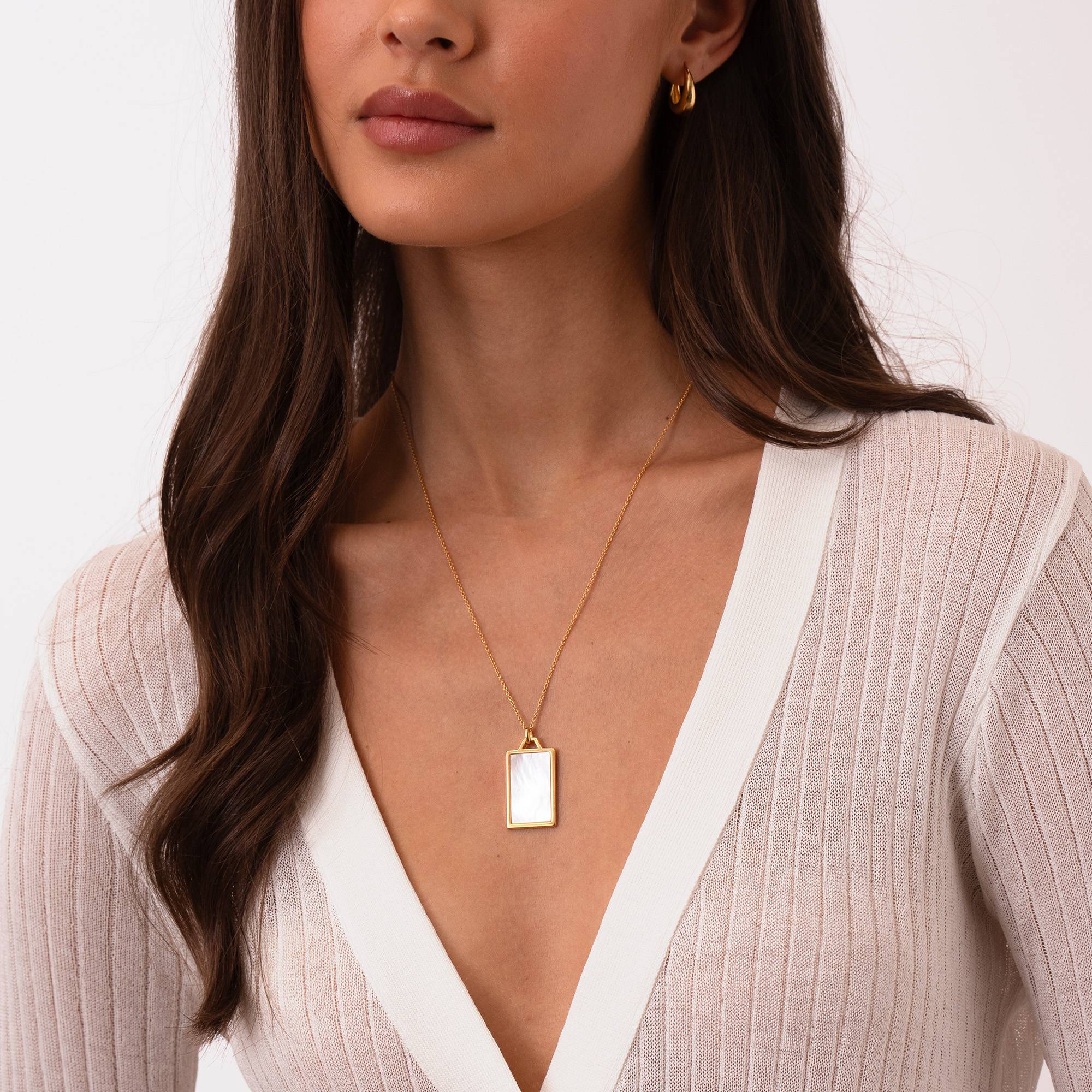 Himmlische Mutterperle personalisierte Halskette - 750er vergoldetes Silber-1 Produktfoto