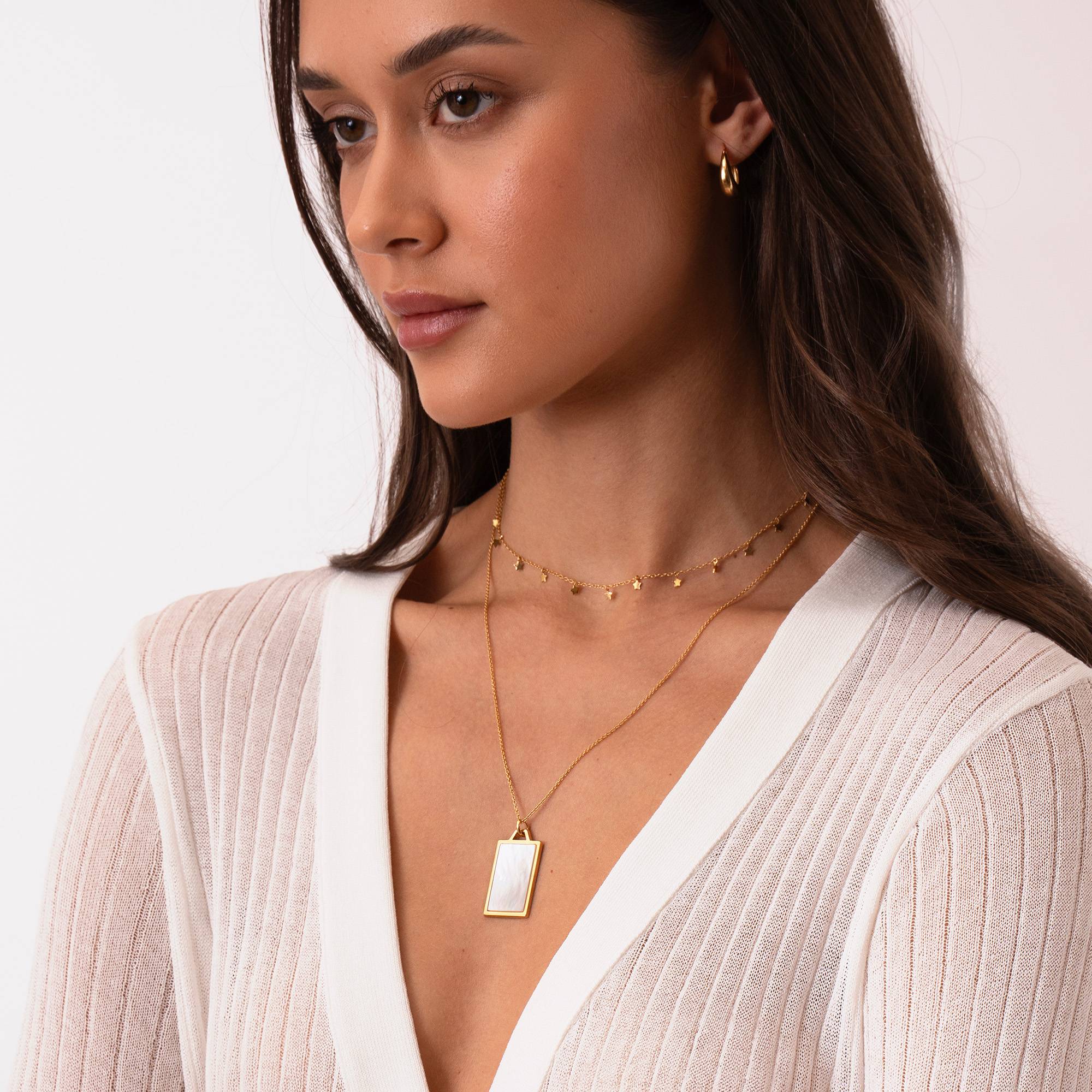 Himmlische Mutterperle personalisierte Halskette - 750er Gold-Vermeil-1 Produktfoto