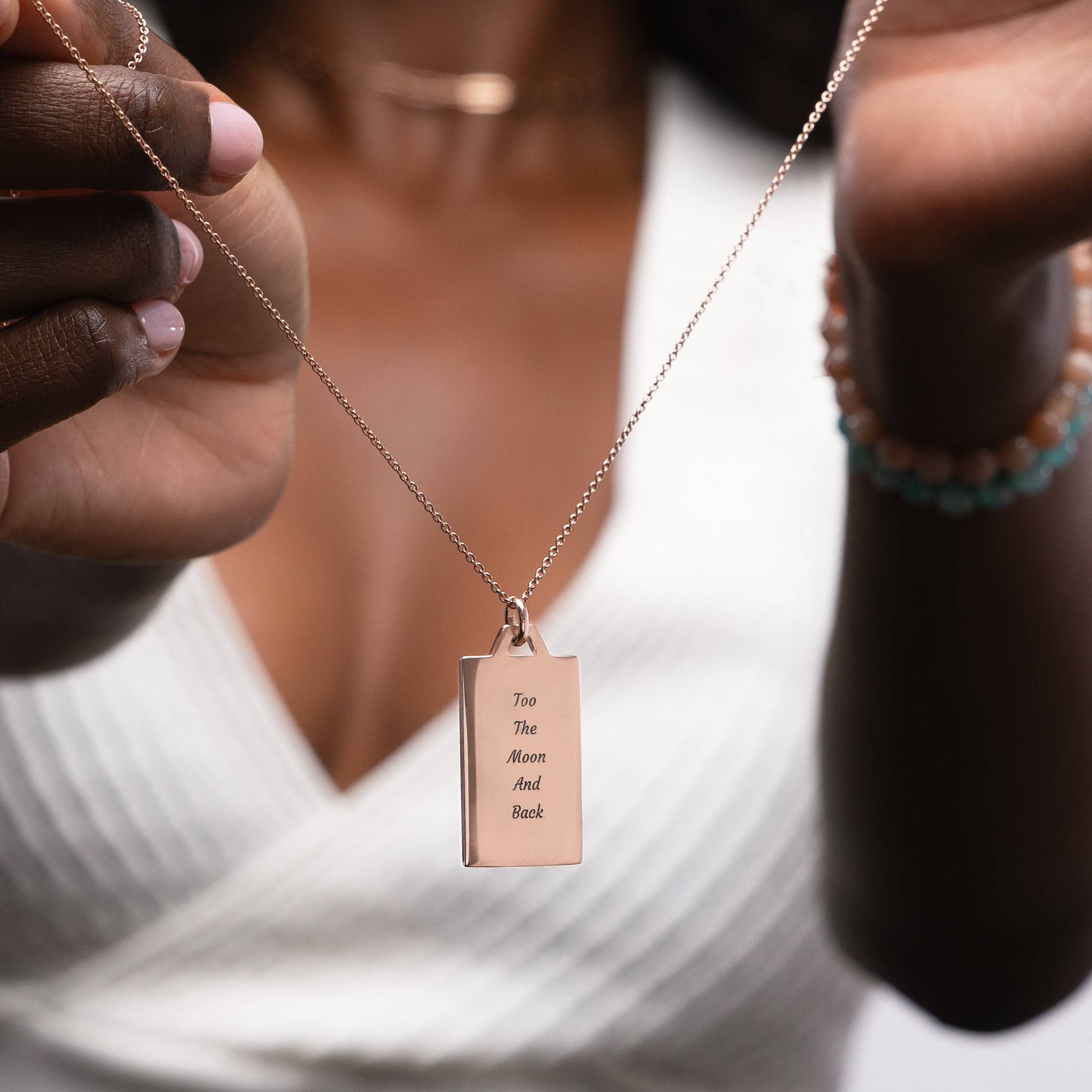 Celestial Mother of Pearl Personalized Necklace in 18ct Rose Gold Plating-2 product photo