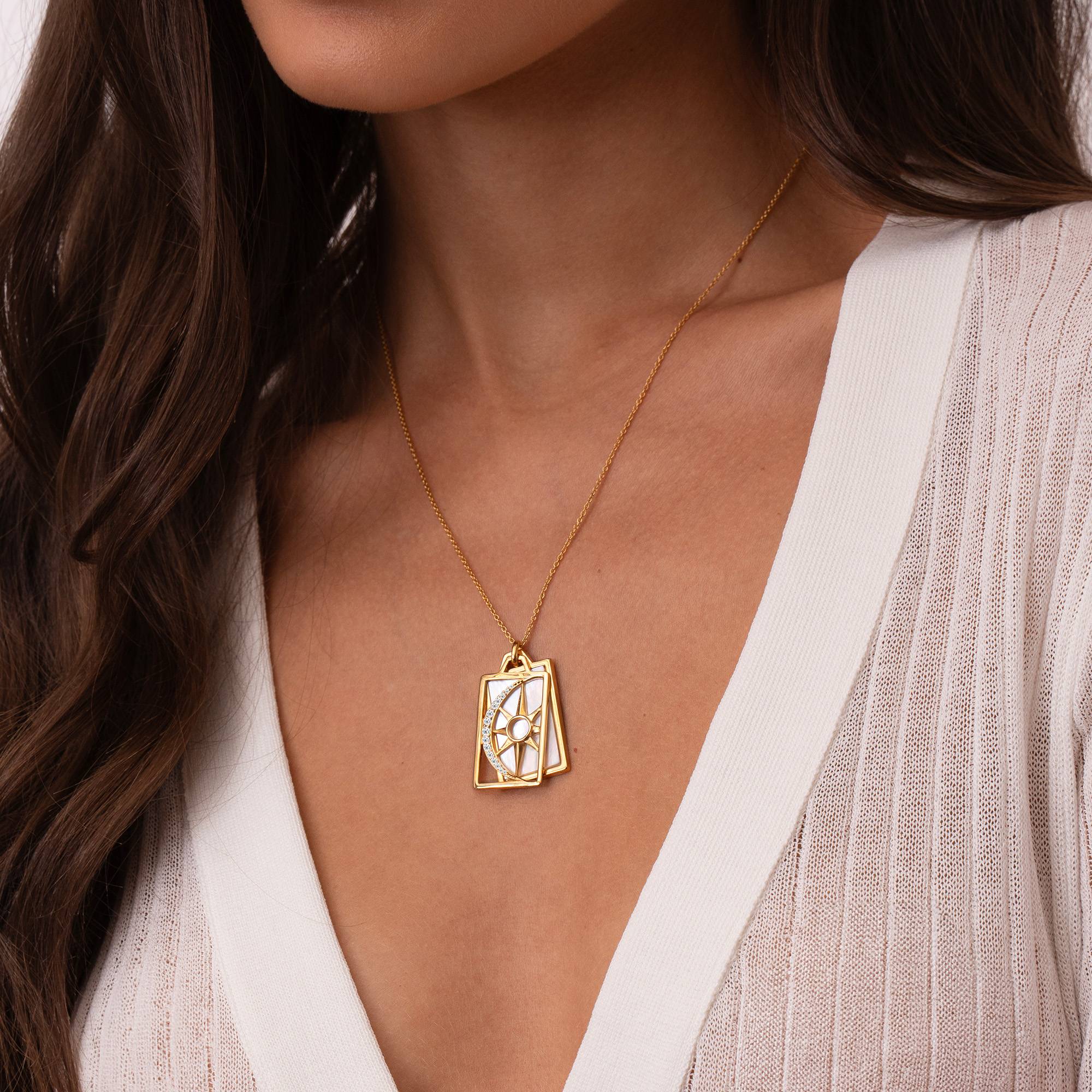 "Celestial Sol y Luna" Collar personalizado en oro vermeil-1 foto de producto
