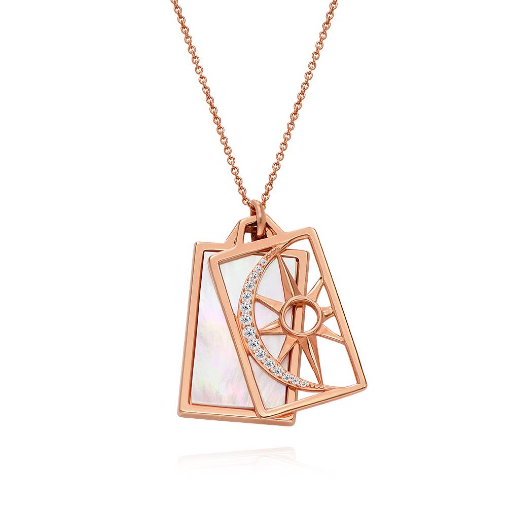 Celestial Sun & Moon Personalized Necklace in 18K Rose Gold Plating-4 product photo