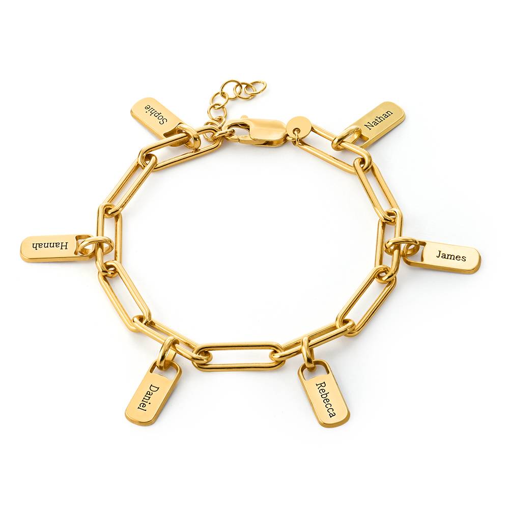 Rory schakelarmband met gepersonaliseerde tags in goud vermeil-1 Productfoto