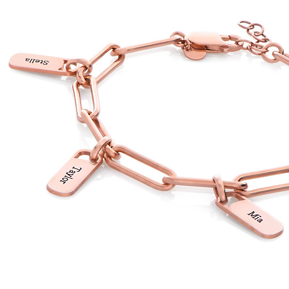 Pulsera de eslabones de cadena con encantos personalizados chapada de oro rosa 18k-4 foto de producto