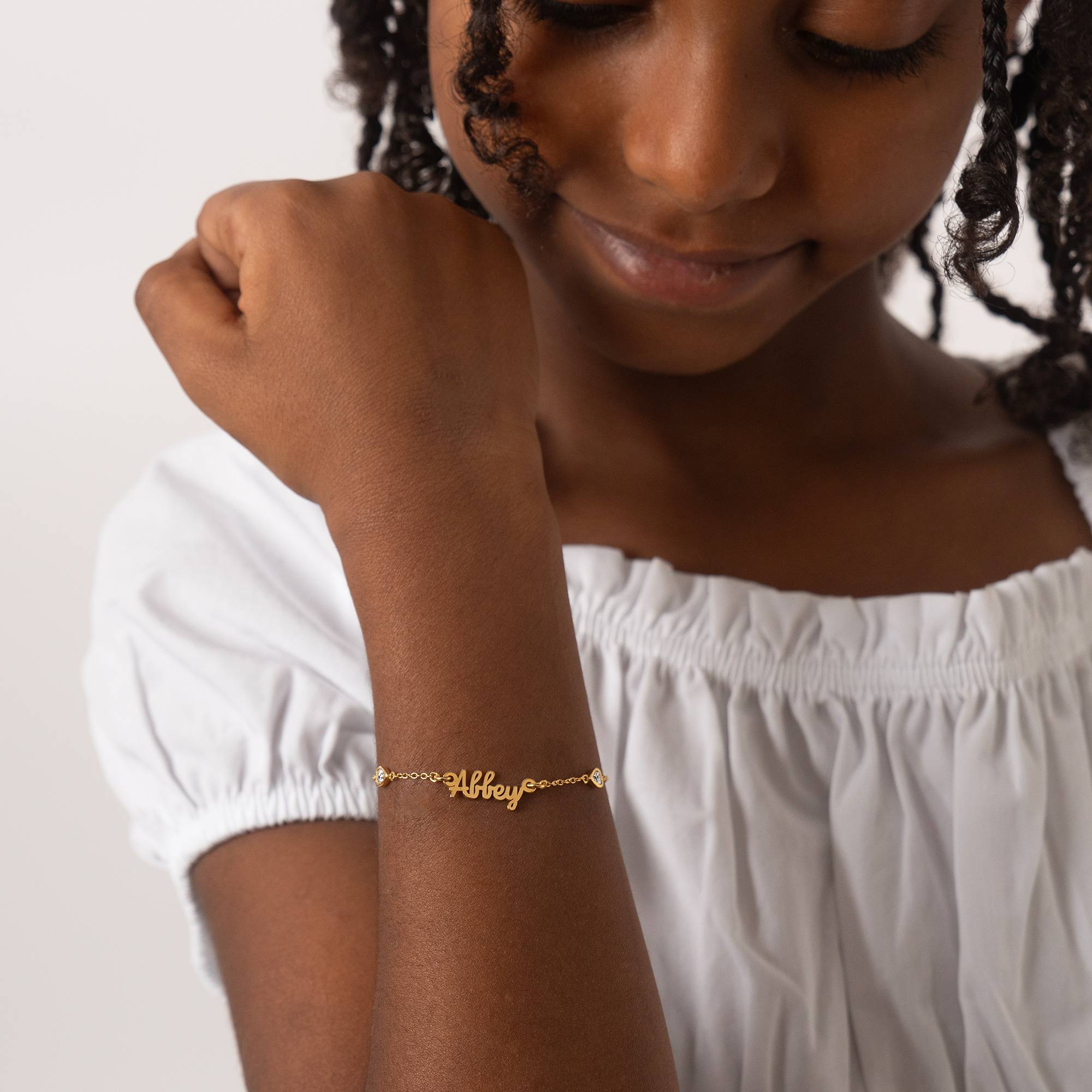 Charli Herzenkette Namensarmband für Mädchen - 750er vergoldetes Silber-3 Produktfoto