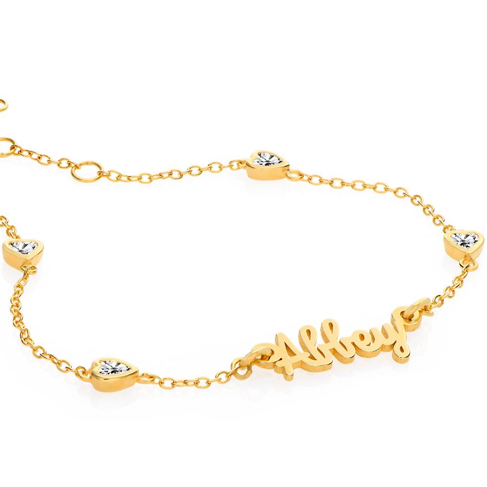 Bracelet avec Nom en Chaîne de Cœur Charli en Vermeil d'Or 18 carats-4 photo du produit