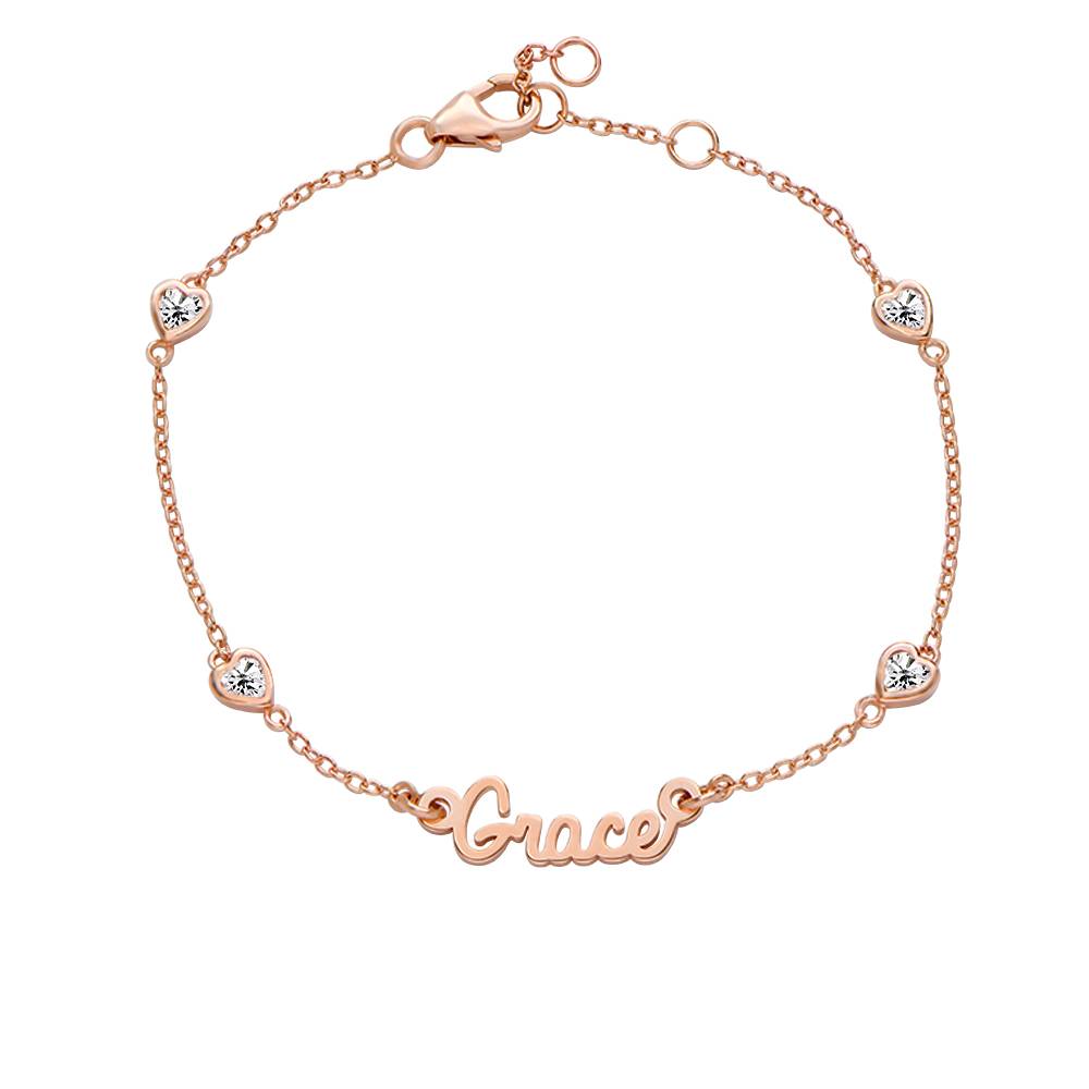 Charli Heart Chain Navnarmbånd  i 18K rosa guldbelægning-5 produkt billede