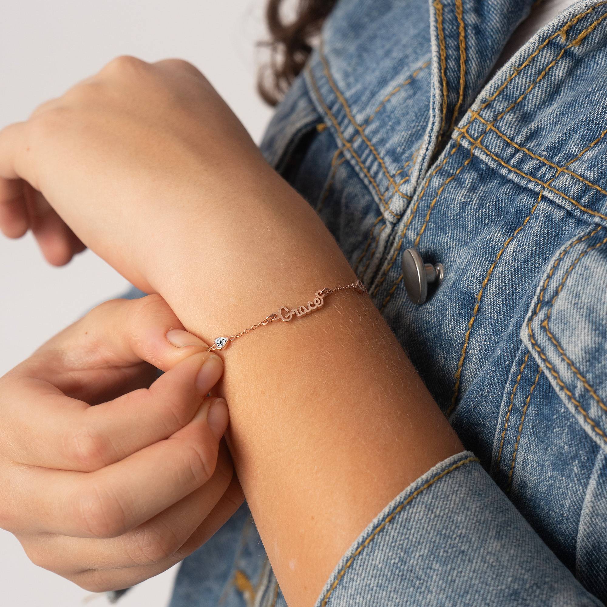 Charli Herzenkette Namensarmband für Mädchen - 750er rosé vergoldetes Silber-4 Produktfoto