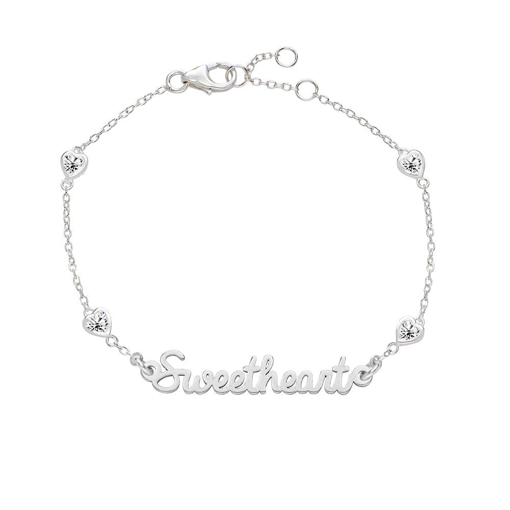 Charli Heart Chain Name Bracelet in Sterling Silver product photo