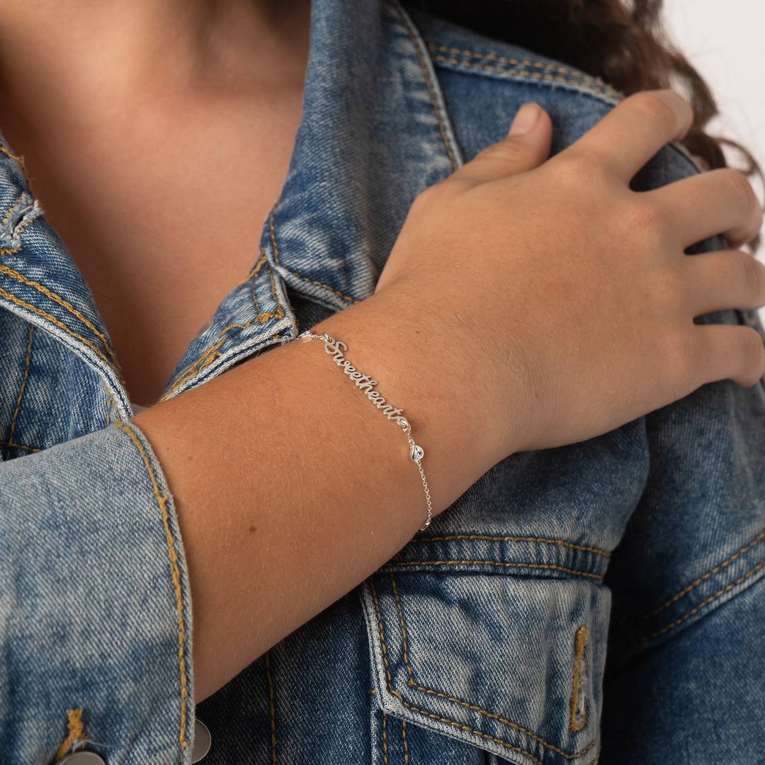 Charli Heart Chain Name Bracelet for Girls in Sterling Silver - MYKA