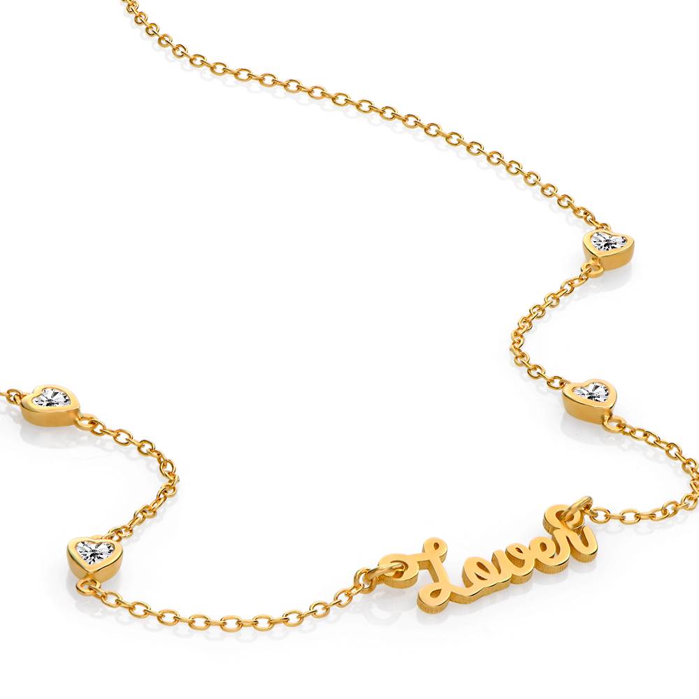 Collar con nombre y cadena de corazón Charli chapado en oro 18K-1 foto de producto
