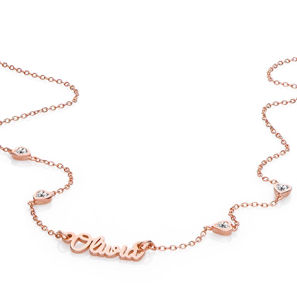 Collar con nombre y cadena de corazón Charli chapado en oro rosa 18K-5 foto de producto