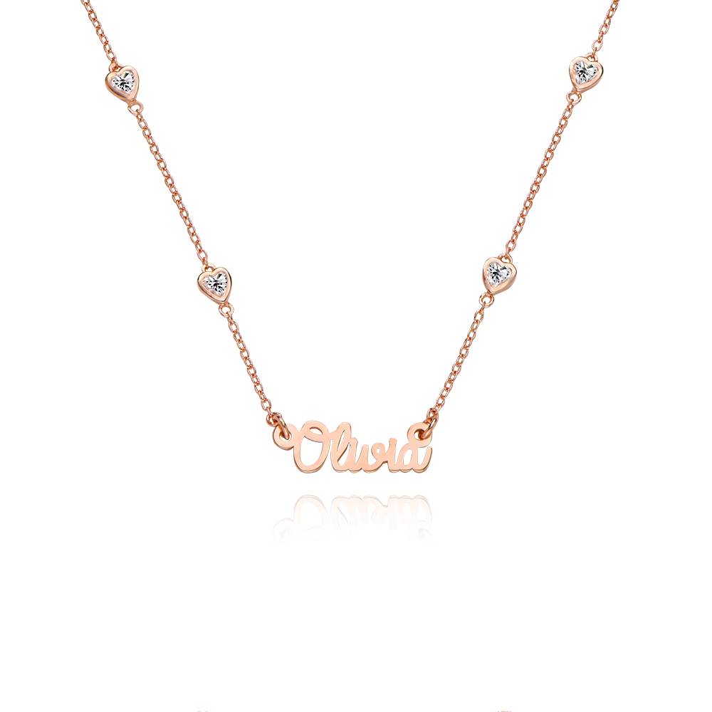 Charli Heart Chain Navnehalskæde i 18K rosa guldbelægning-2 produkt billede