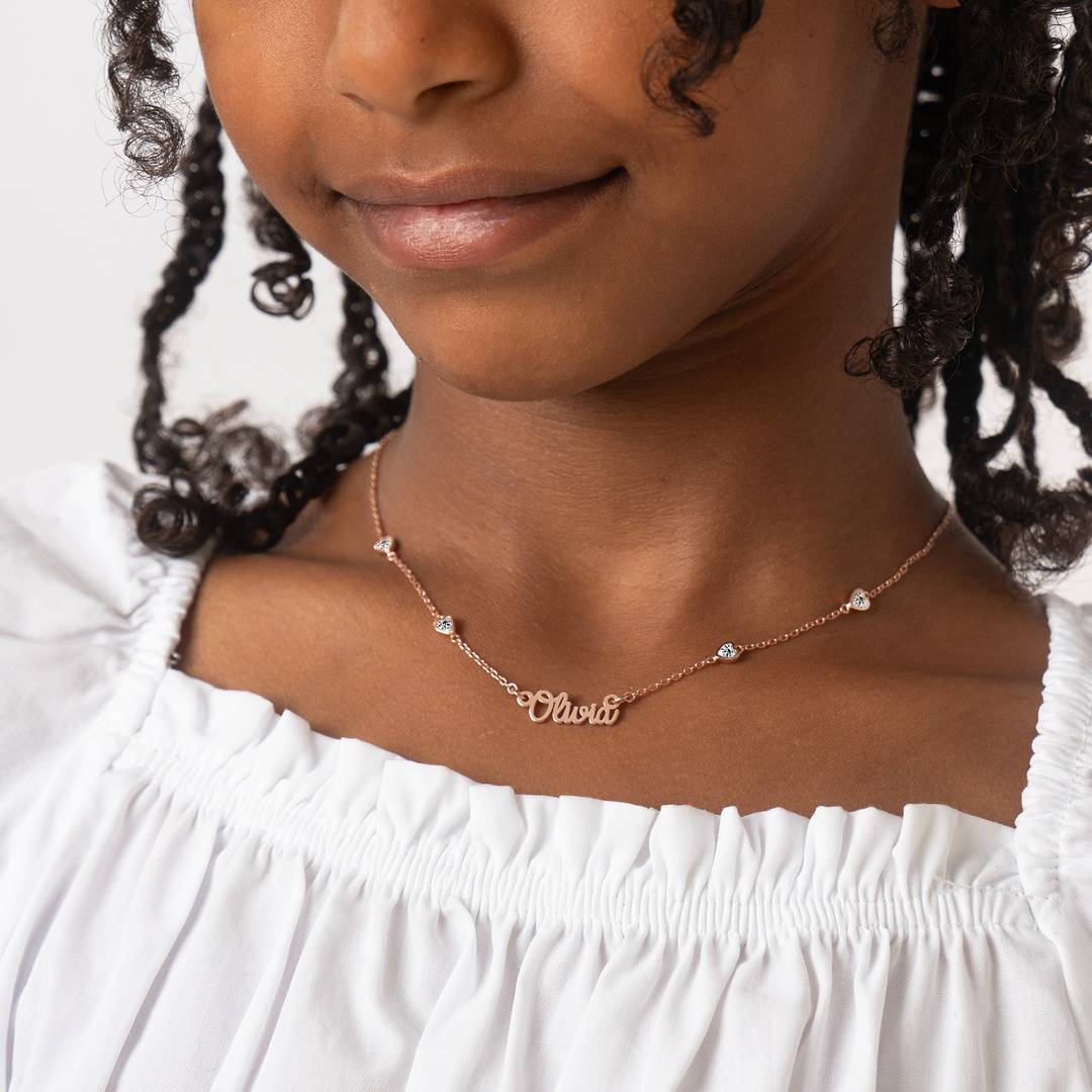 Charli Heart Chain Name Necklace for Girls in 18ct Rose Gold Plating | MYKA