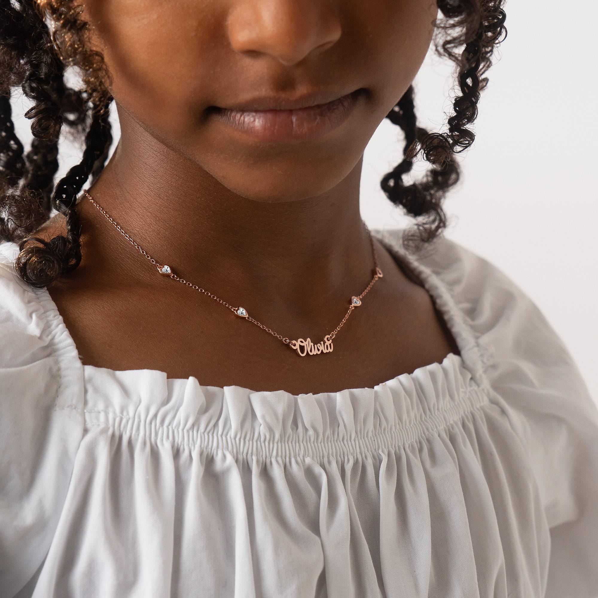 Charli Herzenkette Namenskette für Mädchen - 750er rosé vergoldetes Silber-3 Produktfoto