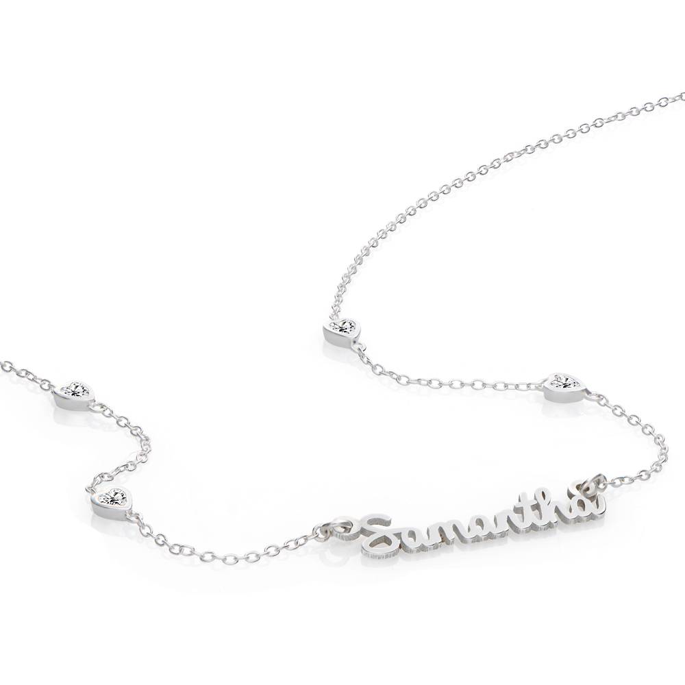 Collana con nome Charli Heart Chain in argento sterling-6 foto del prodotto
