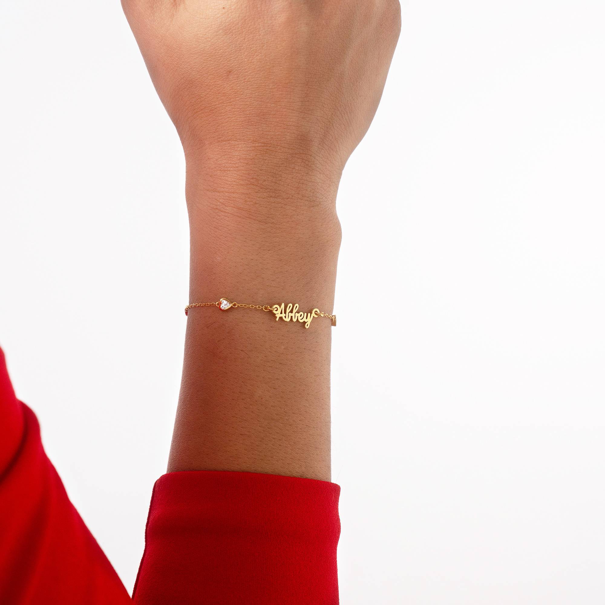 Pulsera de nombre cadena de corazón Charli en chapa de oro de 18K-6 foto de producto