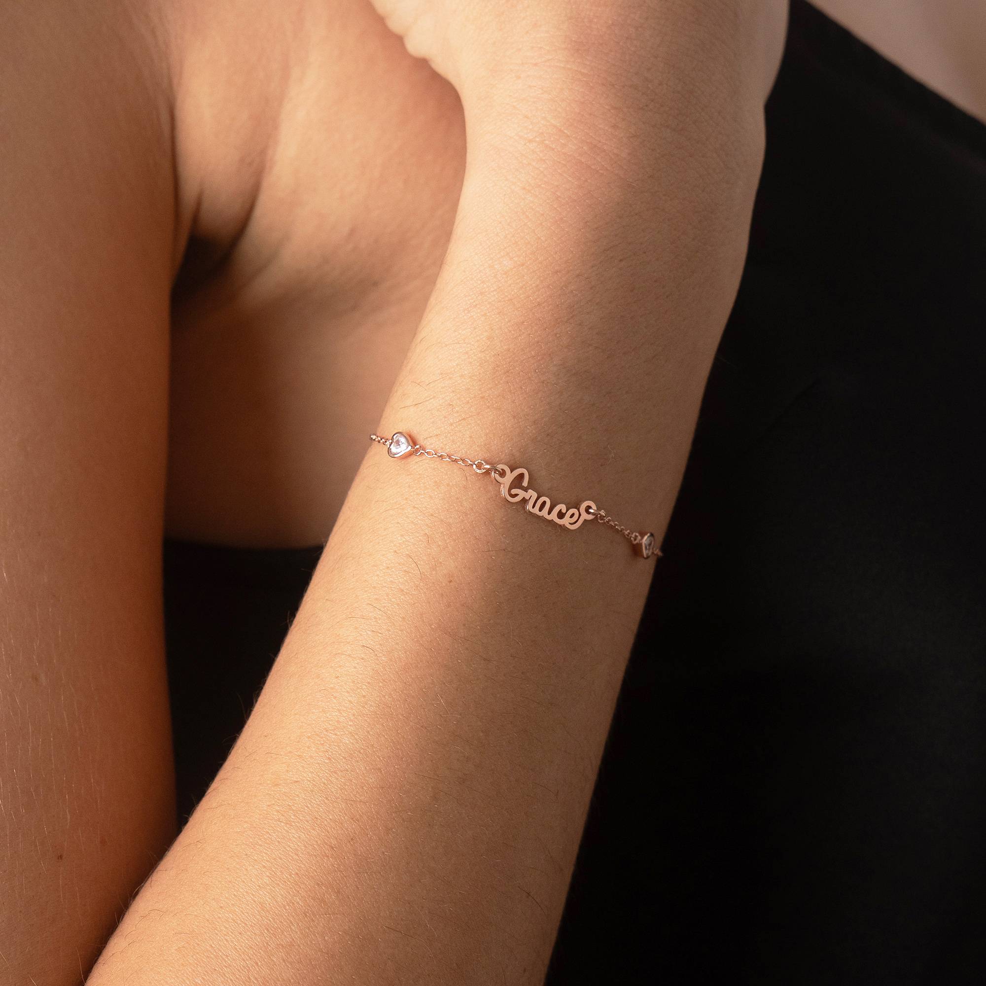 Charli Heart Chain Name Bracelet i 18k rosegull forgylt-2 produktbilde